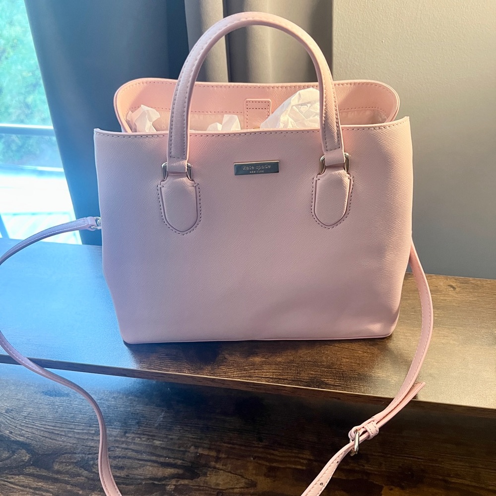 Pink Kate spade Leila medium triple compartment